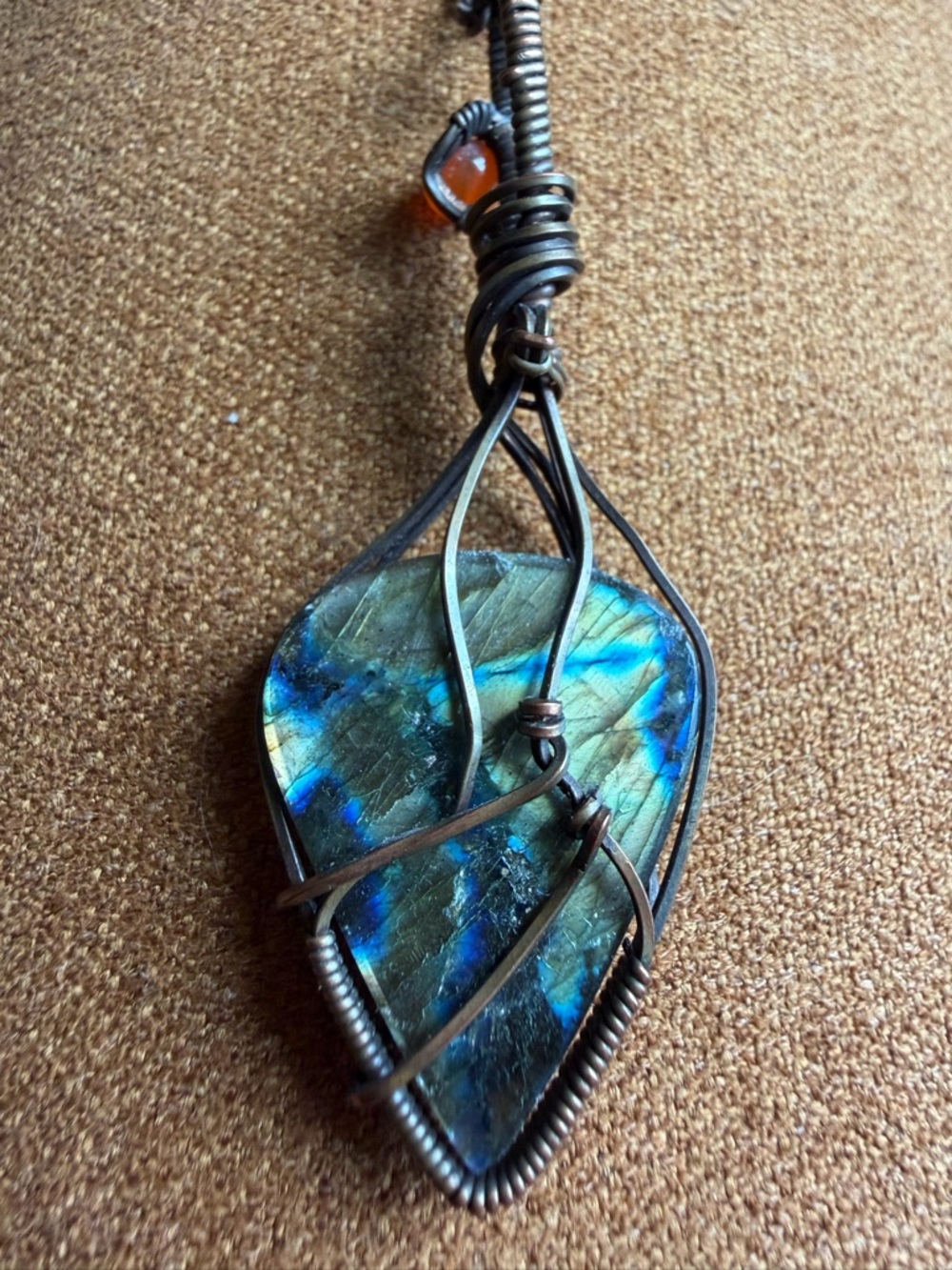 Copper Wrapped Labradorite Necklace - Picture 10 of 11